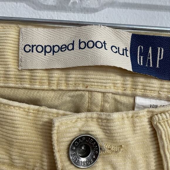Vintage Gap Corduroy Cropped Bootcut Pants Size 2 Yellow Cotton Y2K 2000… - Picture 6 of 10